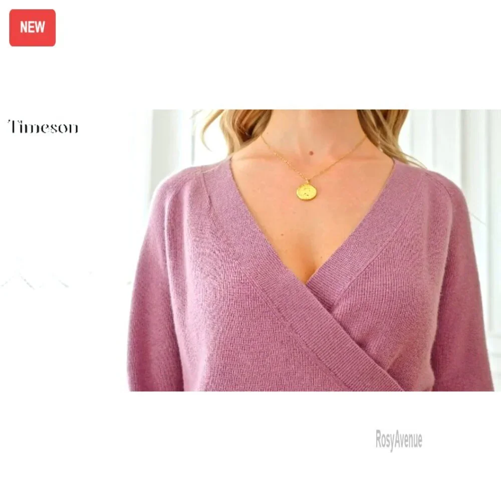 Soft V-Neck Pullover Sweater, Raglan Sleeves, Business Casual Knit Top - Picture 7 of 7